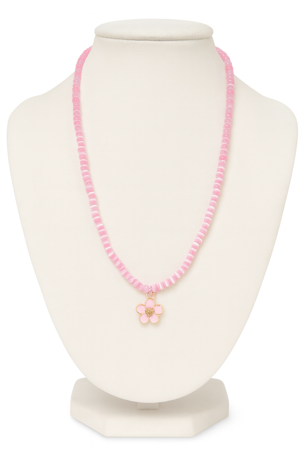Soft Pink Blossom Necklace - Enamel Flower Charm